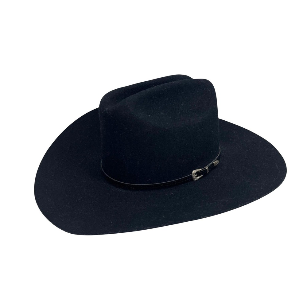 Eddy Bros Maverick X Black Wool Cowboy Hat Western Silver Buckle Size 7 1/8 USA